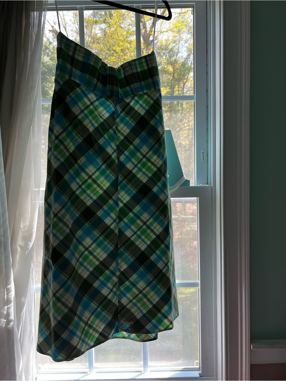 GAP Strapless Plaid Maxi Dress in Green, Blue & White - Picture 4 of 4